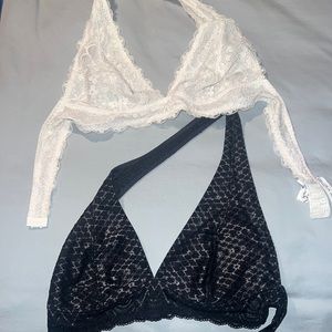 Set of 2 Free People halter lace bralette Sz Large 🖤🤍